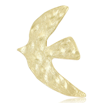 Gold Tone Textured Peace Dove Brooch Hammered Bird Pin
