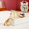 Enamel High Heel Keychain Rhinestone Rose Shoe Bag Charm view 2