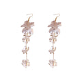 White Flower and Star Long Hook Earrings Fashion Jewelry view 5