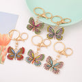 Rhinestone Butterfly Keychain Metal Insect Wing Bag Charm view 1