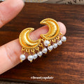 Crescent Pearl Fringe Earrings in Polished Statement Design view 3