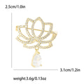 Rhinestone Lotus Brooch Teardrop Dangle Gold Silver Pin view 6