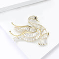 Crystal Swan Brooch with Raised Wings in Silver and Gold Tones view 3