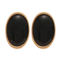 Gold Tone Oval Resin Stud Earrings in Black and Burgundy view 5
