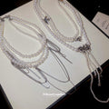 Layered Pearl and Chain Statement Necklaces in Two Styles view 4