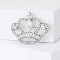Openwork Crystal Crown Brooch in Gold or Silver Tone view 5