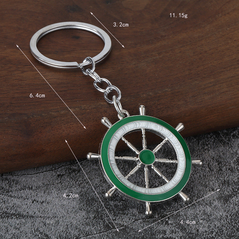 Nautical Anchor and Ship Wheel Zinc Alloy Keychain Pendant