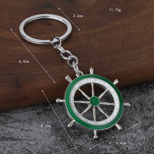 Nautical Anchor and Ship Wheel Zinc Alloy Keychain Pendant