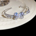 Butterfly Crystal Open Cuff Bracelet Dual Bar 3 Styles view 7