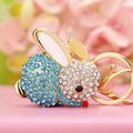 Pearl Accent and Crystal Seated Rabbit Keychains with Braided Loops view 9