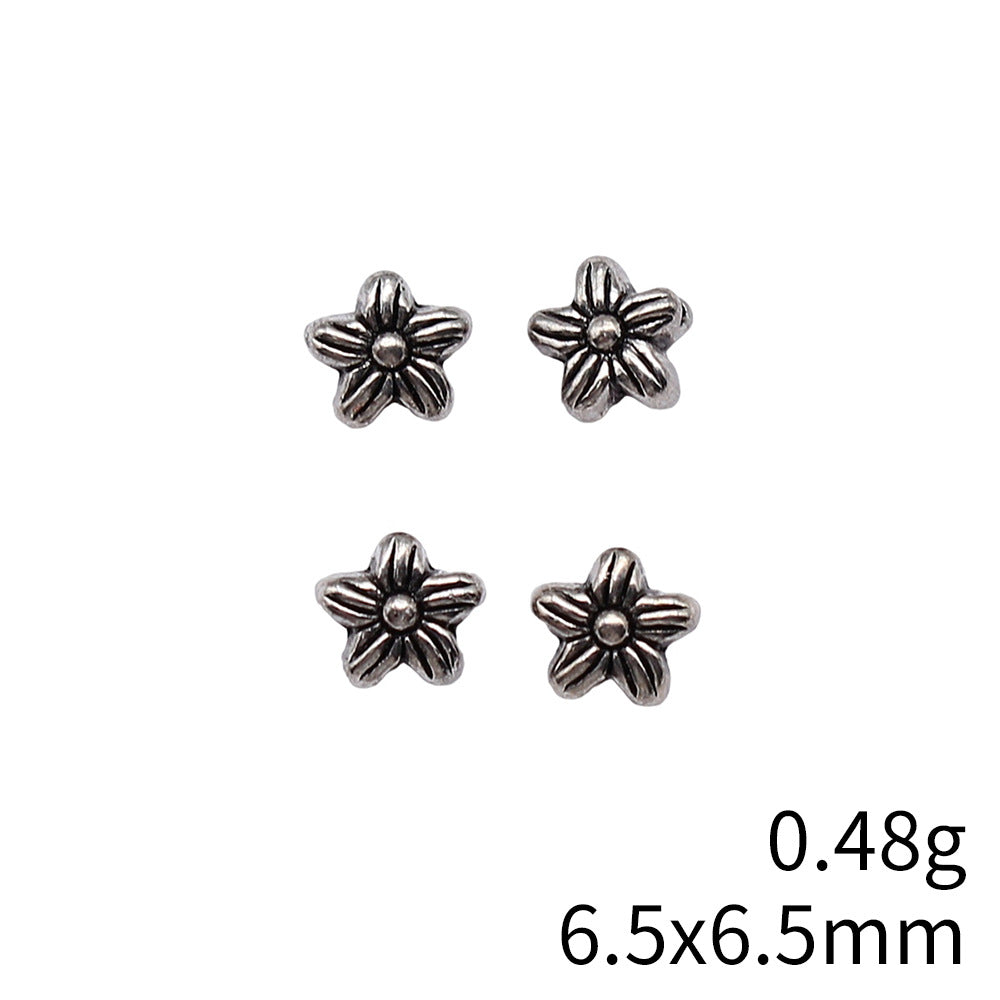 6.5x6.5mm 0.48g Antique Silver Zinc Alloy Flower Small Hole Spacer Beads for DIY Bracelet Jewelry Making