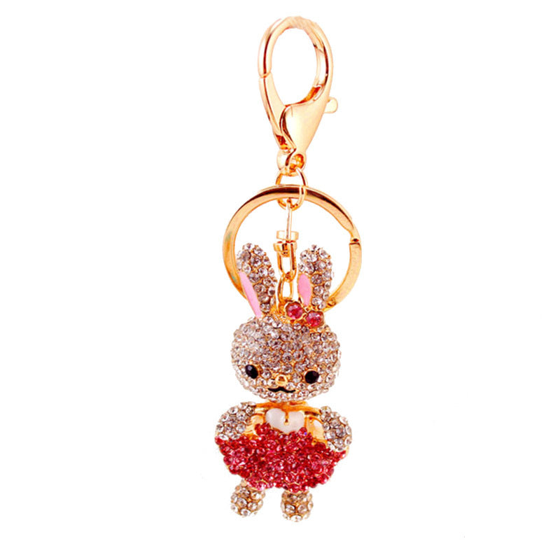 Cute Rhinestone Rabbit Zinc Alloy Keychain and Purse Bag Charm