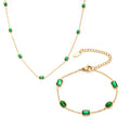 Green Zircon Station Necklace Bracelet Gold Or Steel Stainless view 5