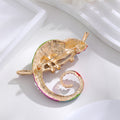Green Gold Tone Lizard Crystal Four Designs Metal Brooch Pin view 3