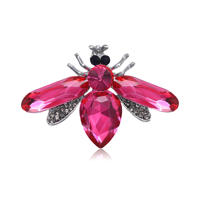 Silver Crystal Bee Insect Rhinestone Brooch Five Colors
