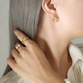 Gold Multicolor And Clear Pave Zircon U Hoop Earrings view 4