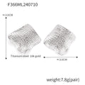 Irregular Square Fold Stud Earrings Textured Gold Steel Tone view 6