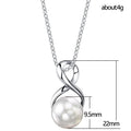 Silver Figure-Eight White Pearl Pendant Necklace Cable Chain view 4