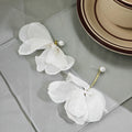 Asymmetric Sheer Fabric Flower Pearl Stud Drop Earrings view 3