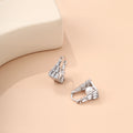 Silver Pearl Look Geometric Delicate Small Huggie Earrings view 4