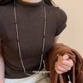 Layered Beaded Necklace in Brown and Gray Colorways view 3