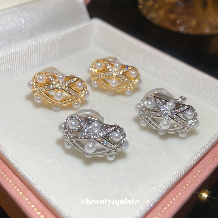 Oval Crystal Cluster Ear Clips in Gold and Silver Tones