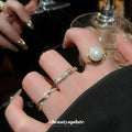 Pearl Flower Bow Twist Open Rings Gold Silver 3 Styles view 3