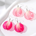 Silver Tone Translucent Rose Petal Acrylic Hook Earrings view 1