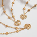 Gold Heart Station Chain Necklace Open Pendant Zircon view 3