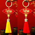 Chinese Dragon Fan Keychains with Red and Yellow Tassel Options view 4