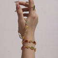 Gold Heart Link Marquise Czech Glass Bracelet Colors view 3