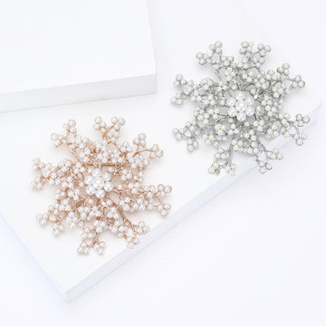 Large Clear Crystal Snowflake Brooch In Silver Tone