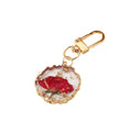 Gold Tone Irregular Round Pressed Flower Resin Clip Keychains view 5