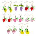 Resin Fruit Charm Dangle Earrings with Lily Flower Bead view 5
