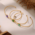 Open Cuff Bangle Gold Stainless Round Czech Glass Multi Color view 3