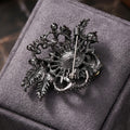 Ornate Glass Crystal Bouquet Brooch with Leafy Metal Frame view 4