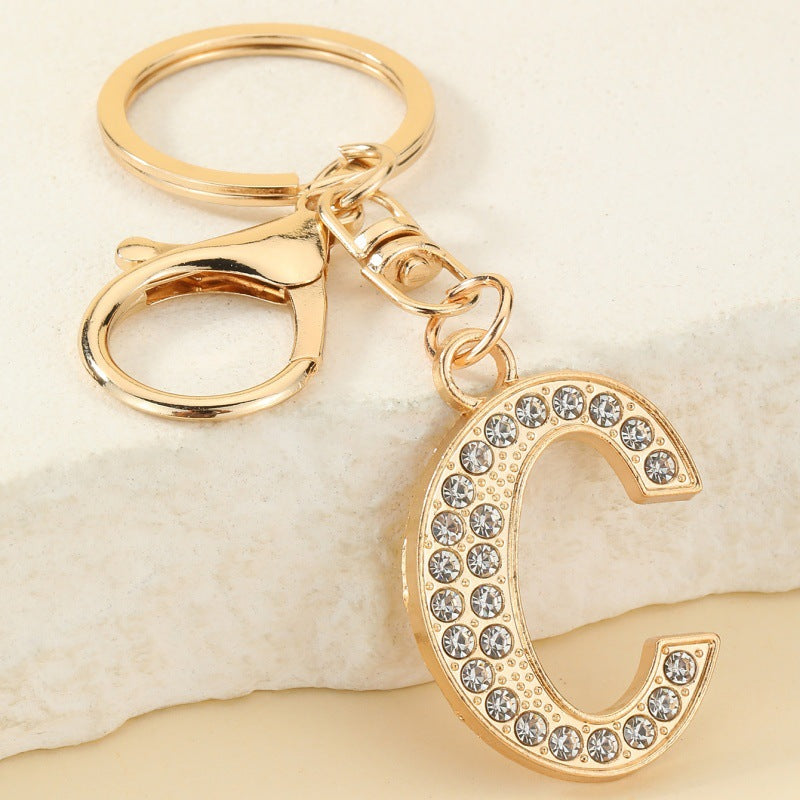 Fashion 26 Letter Metal Keychain Initial Bag Charm Personalized Accessory