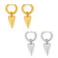 Huggie Hoop Heart Drop Earrings Titanium Steel Gold Or Steel view 5