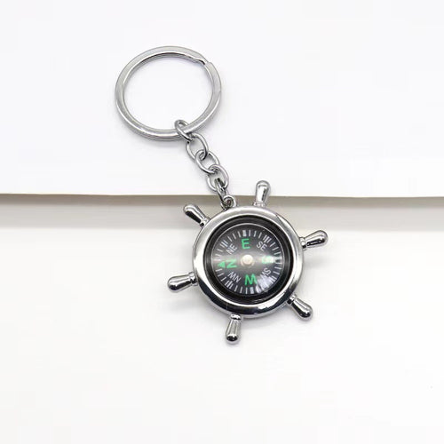 Mini Ship Wheel Compass Zinc Alloy Keychain Gift Pendant