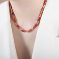 Gold Bead Natural Stone Tube Necklace Blue Yellow Red view 8