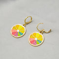 Colorful Lemon Slice Hoop and Stud Dangle Earrings view 4
