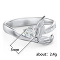 Silver Mermaid Tail Heart CZ Bypass Band Ring Alloy view 5