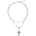 Double Layer Black Rhinestone Cross Pendant Necklace view 5