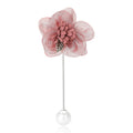 Mesh Flower Stick Pin Brooch Pearl Tip Pink Blue Red view 3