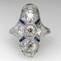 Silver-Tone Brass Elongated Ring, Clear and Blue Cubic Zirconia view 5