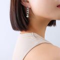 Chain Link Ball Drop Earrings Gold Steel Metal Tone view 7