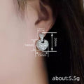 Crystal Pave Heart and Disc Stud Earrings Polished Metal Earrings view 4
