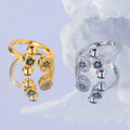Open Ring Balls And Pavé Discs Czech Diamond Gold Steel view 2
