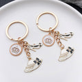 White Pearl-Look Crown Hat and Heel Metal Keychain Pair view 2