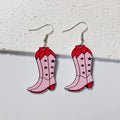 Pink Acrylic Cowboy Boot Dangle Earrings 3 Patterns view 6